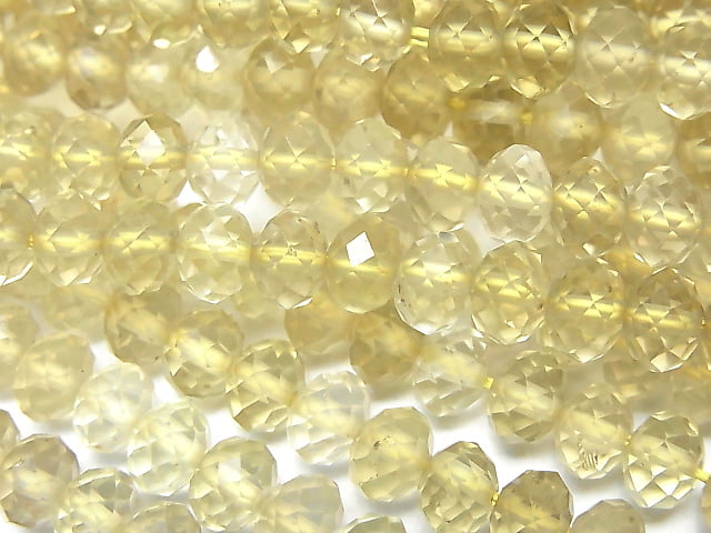[Video] High Quality!  Lemon Quartz AAA Faceted Button Rondelle 6x6x4mm half or 1strand beads (aprx.15inch/36cm)