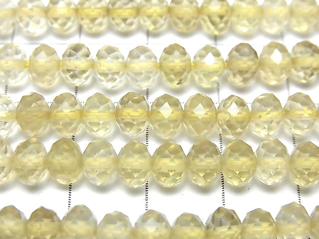 [Video] High Quality!  Lemon Quartz AAA Faceted Button Rondelle 6x6x4mm half or 1strand beads (aprx.15inch/36cm)