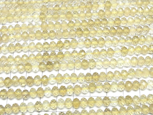 [Video] High Quality!  Lemon Quartz AAA Faceted Button Rondelle 6x6x4mm half or 1strand beads (aprx.15inch/36cm)