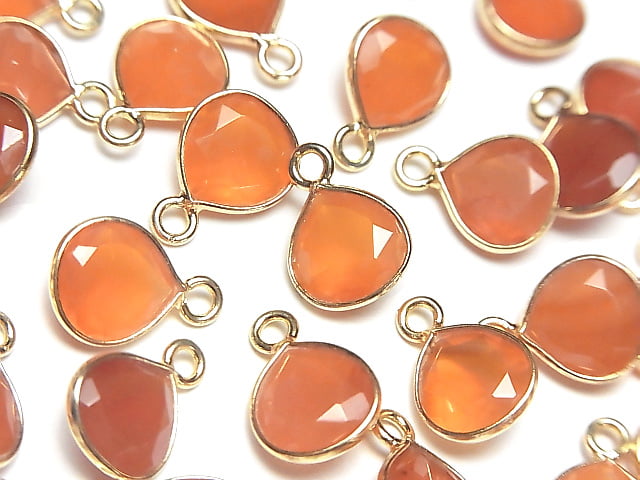 [Video]High Quality Carnelian AAA Bezel Setting Chestnut Faceted 8x8mm 18KGP 2pcs