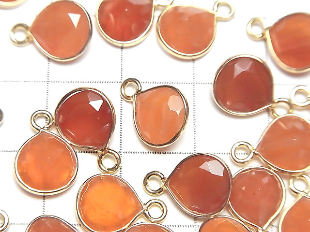 [Video]High Quality Carnelian AAA Bezel Setting Chestnut Faceted 8x8mm 18KGP 2pcs