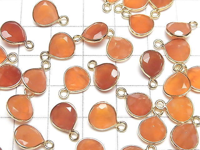 [Video]High Quality Carnelian AAA Bezel Setting Chestnut Faceted 8x8mm 18KGP 2pcs