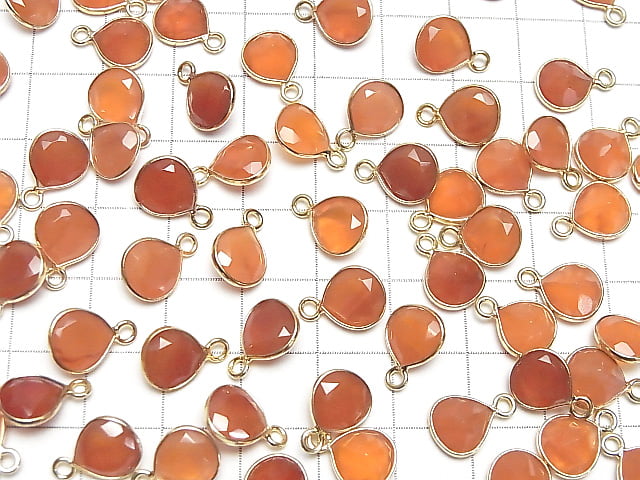 [Video]High Quality Carnelian AAA Bezel Setting Chestnut Faceted 8x8mm 18KGP 2pcs