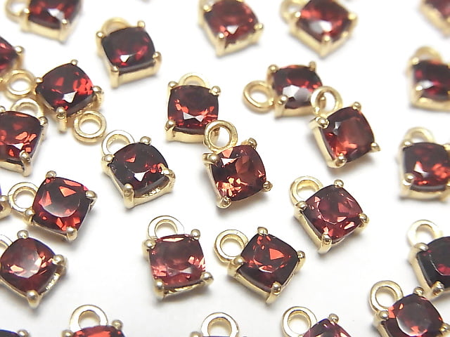 [Video]High Quality Mozambique Garnet AAA Bezel Setting Square Faceted 4x4mm 18KGP 2pcs