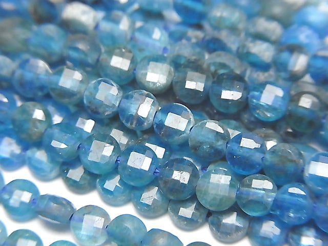 [Video] High Quality! 1strand $7.79! Blue Apatite AA Faceted Coin 4x4x2mm 1strand beads (aprx.15inch / 37cm)