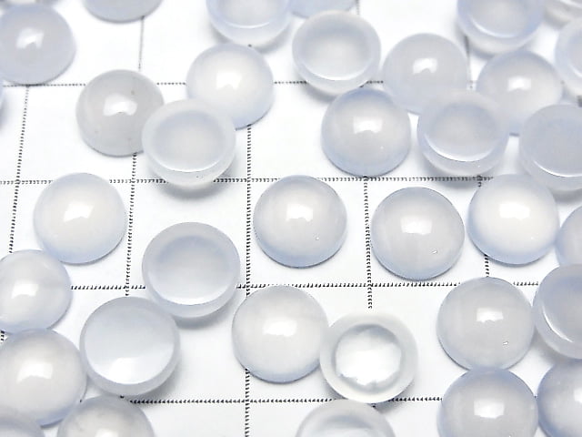 High Quality Blue Chalcedony AAA Round Cabochon 8 x 8 x 4 mm 5 pcs $9.79!