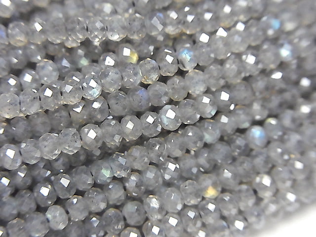 [Video] Labradorite AAA Faceted Button Rondelle coating 1strand beads (aprx.12inch / 30cm)