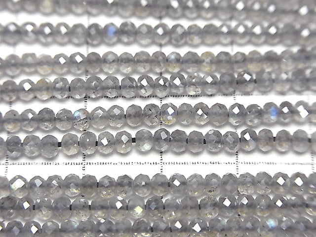 [Video] Labradorite AAA Faceted Button Rondelle coating 1strand beads (aprx.12inch / 30cm)