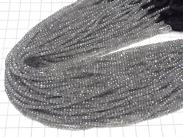 [Video] Labradorite AAA Faceted Button Rondelle coating 1strand beads (aprx.12inch / 30cm)