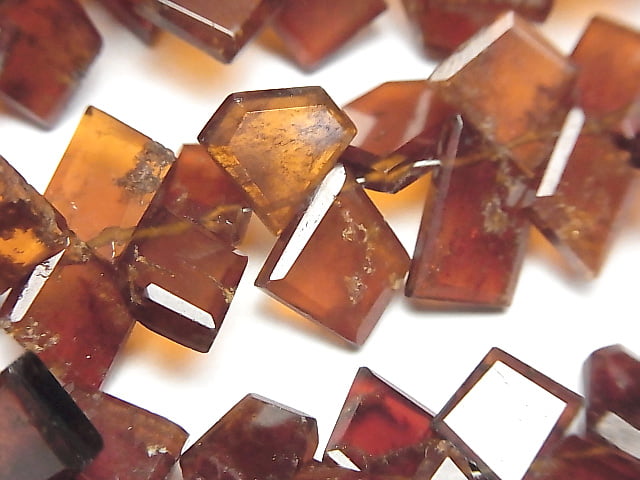 [Video] Hessonite Garnet AA++ Rough Slice Faceted 1strand beads (aprx.6inch / 16cm)