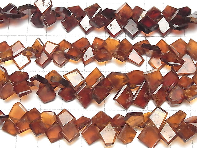 [Video] Hessonite Garnet AA++ Rough Slice Faceted 1strand beads (aprx.6inch / 16cm)