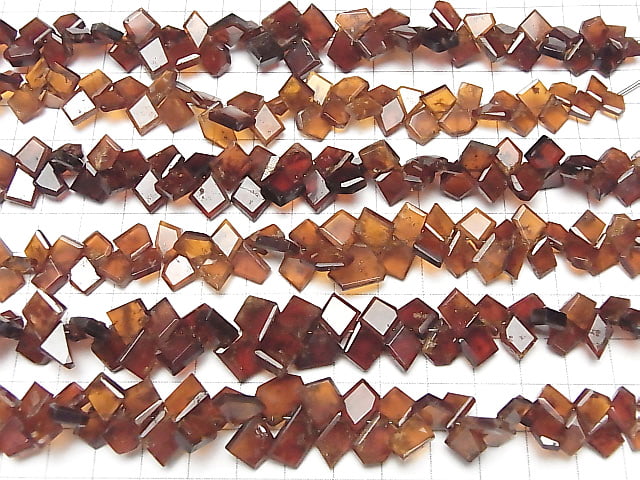 [Video] Hessonite Garnet AA++ Rough Slice Faceted 1strand beads (aprx.6inch / 16cm)