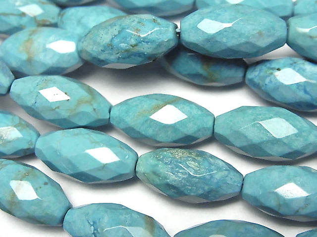 1strand $8.79! Magnesite Turquoise Faceted Rice 18 x 9 x 9 mm Blue 1strand beads (aprx.15 inch / 37 cm)