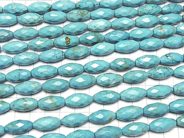 1strand $8.79! Magnesite Turquoise Faceted Rice 18 x 9 x 9 mm Blue 1strand beads (aprx.15 inch / 37 cm)