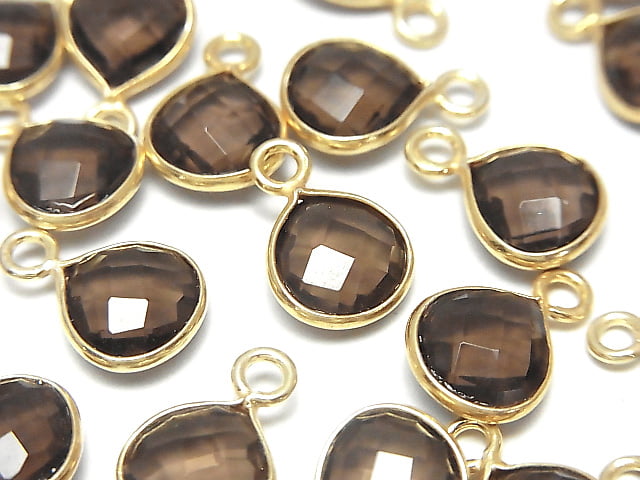 [Video]High Quality Smoky Quartz AAA Bezel Setting Chestnut Shape 9x9mm 18KGP 2pcs