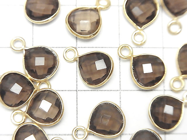 [Video]High Quality Smoky Quartz AAA Bezel Setting Chestnut Shape 9x9mm 18KGP 2pcs