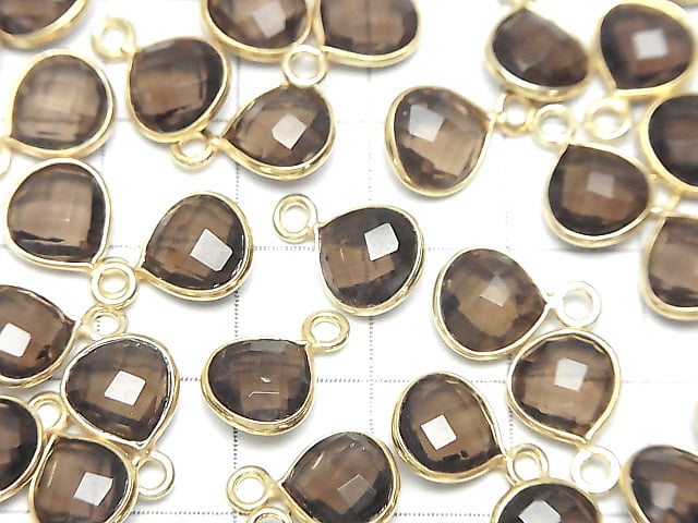 [Video]High Quality Smoky Quartz AAA Bezel Setting Chestnut Shape 9x9mm 18KGP 2pcs