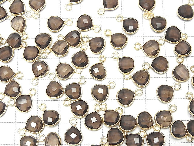 [Video]High Quality Smoky Quartz AAA Bezel Setting Chestnut Shape 9x9mm 18KGP 2pcs