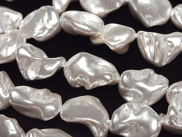 [Video] Shell Pearl White Nuggets 10-15mm 1strand beads (approx. 15 inches/38 cm)