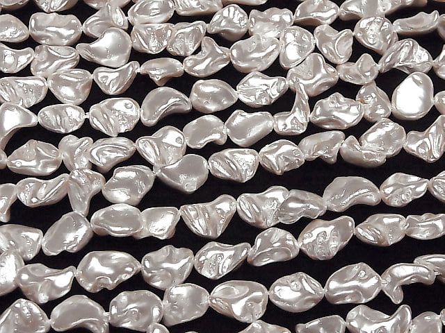 [Video] Shell Pearl White Nuggets 10-15mm 1strand beads (approx. 15 inches/38 cm)