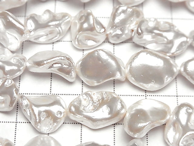 [Video] Shell Pearl White Nuggets 10-15mm 1strand beads (approx. 15 inches/38 cm)