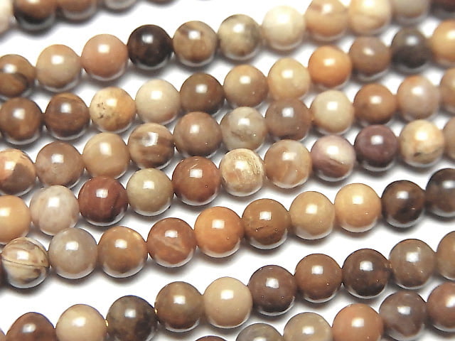 [Video] Petrified Wood  Round 4mm 1strand beads (aprx.15inch/36cm)