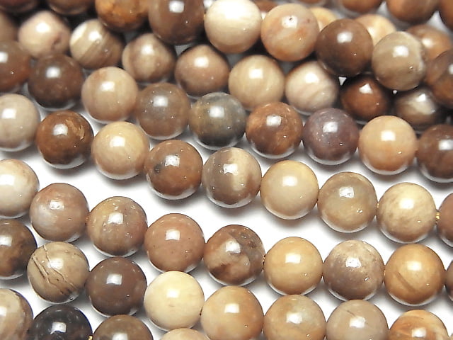 [Video]Petrified Wood Round 6.5mm 1strand beads (aprx.15inch/36cm)
