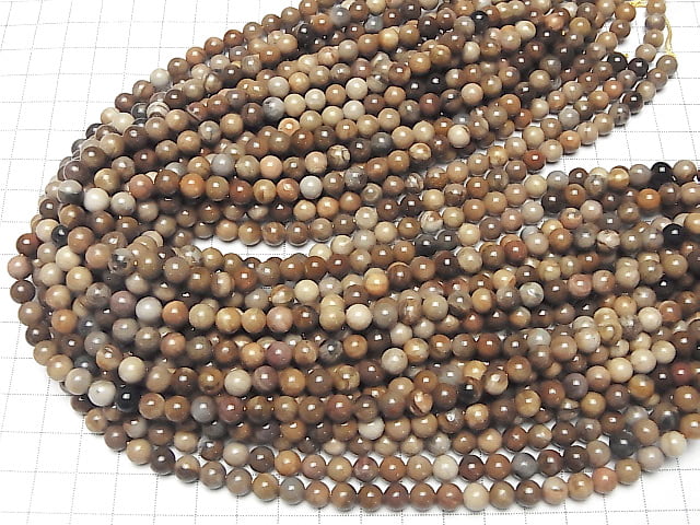 [Video]Petrified Wood Round 6.5mm 1strand beads (aprx.15inch/36cm)