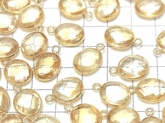 [Video] High Quality Citrine AAA Bezel Setting Faceted Oval 13x11 [One Side ] 18KGP 2pcs $9.79
