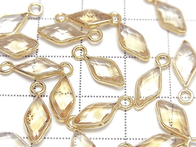 [Video]High Quality Citrine AAA Bezel Setting Diamond Shape 11x6mm 18KGP 3pcs