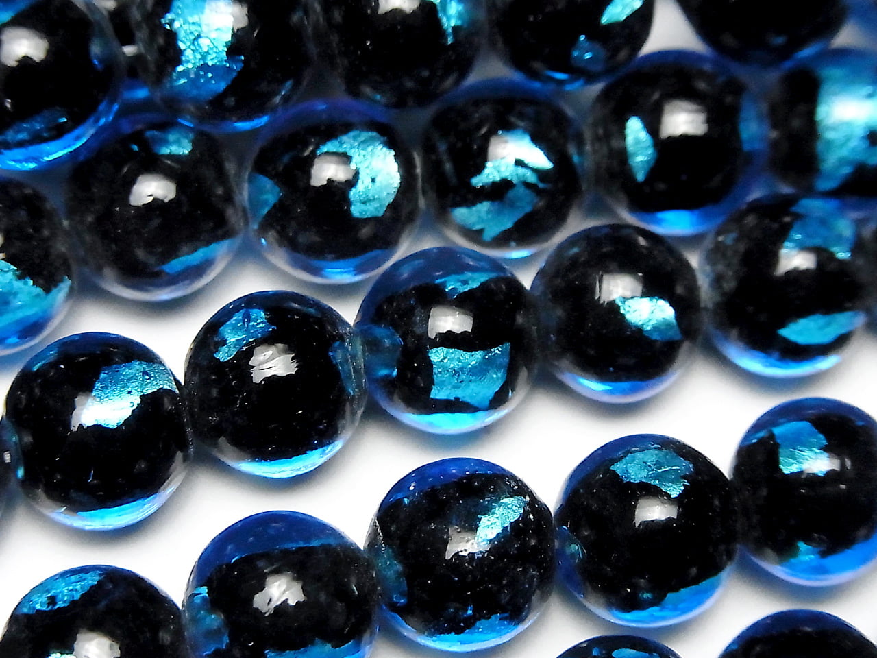 [Video] Lampwork Beads Round 10mm [Light Blue] half or 1strand beads (aprx.15inch/36cm)