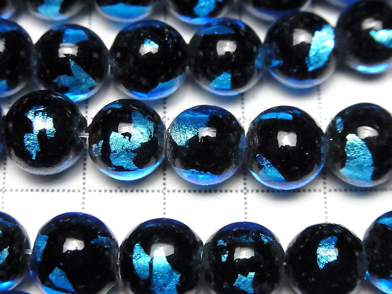 [Video] Lampwork Beads Round 10mm [Light Blue] half or 1strand beads (aprx.15inch/36cm)