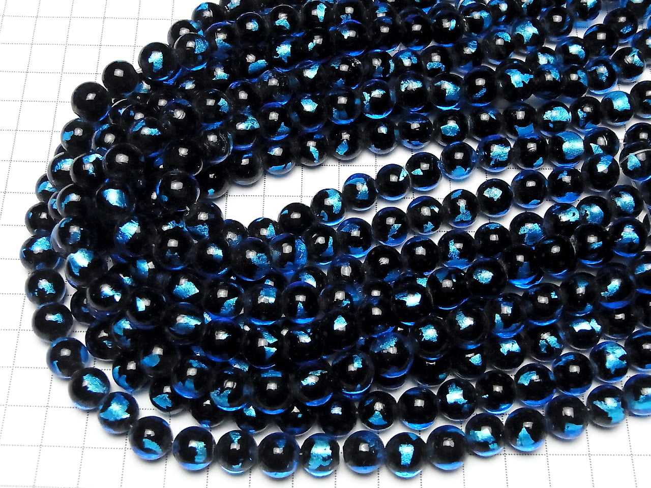 [Video] Lampwork Beads Round 10mm [Light Blue] half or 1strand beads (aprx.15inch/36cm)
