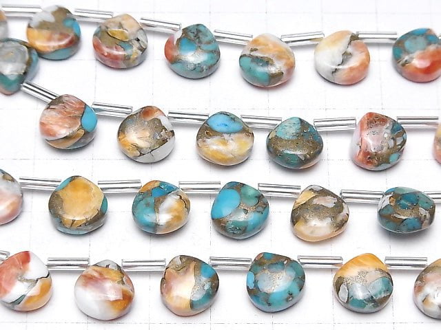 [Video] Oyster Copper Turquoise Chestnut (Smooth) 10x10mm half or 1strand (8pcs )