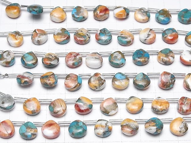 [Video] Oyster Copper Turquoise Chestnut (Smooth) 10x10mm half or 1strand (8pcs )