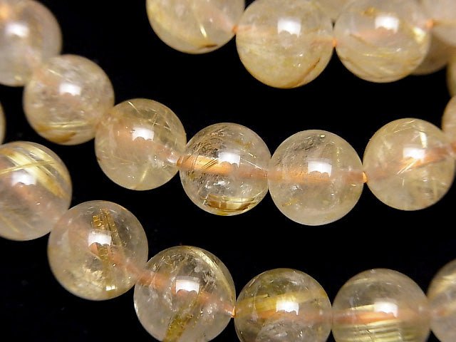 [Video]Rutilated Quartz AA++ Round 8mm Bracelet