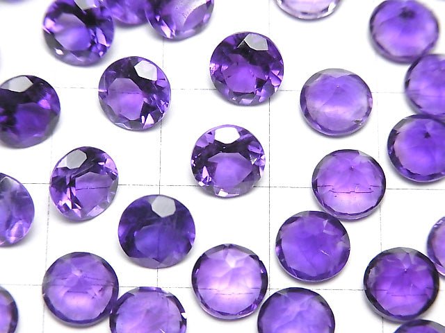 [Video] High Quality Amethyst AAA Loose stone Round Faceted 7x7mm 3pcs