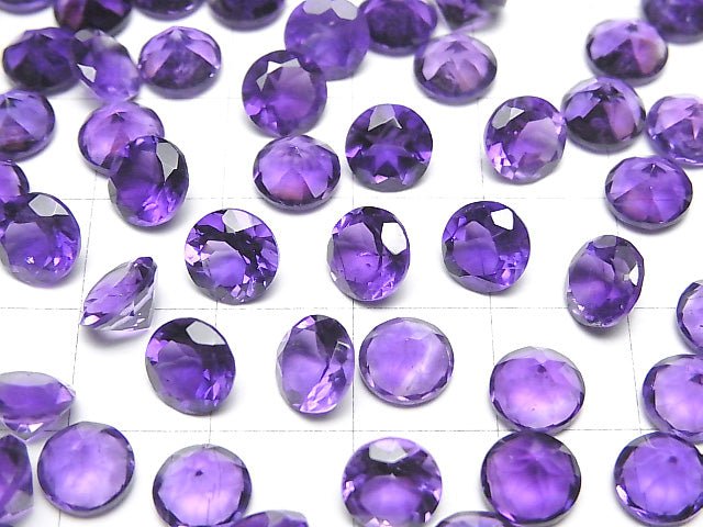 [Video] High Quality Amethyst AAA Loose stone Round Faceted 7x7mm 3pcs