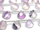 [Video] Purple Fluorite AA++ Chestnut Faceted Briolette 8x8mm 1strand (13pcs)