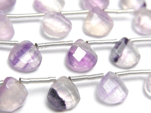 [Video] Purple Fluorite AA++ Chestnut Faceted Briolette 8x8mm 1strand (13pcs)