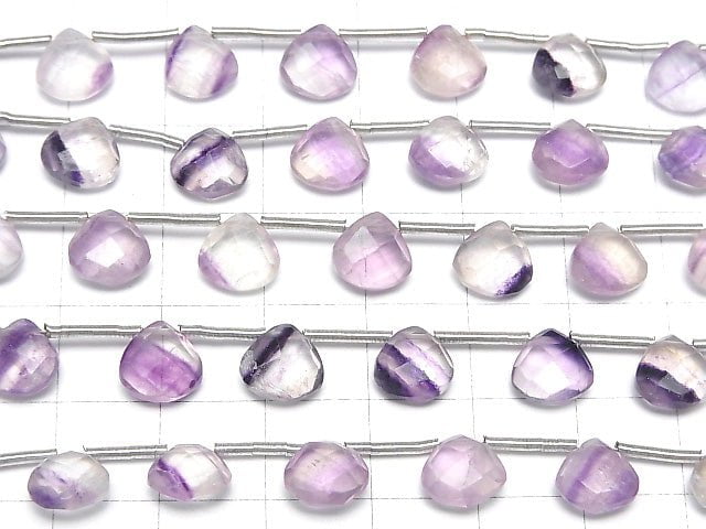 [Video] Purple Fluorite AA++ Chestnut Faceted Briolette 8x8mm 1strand (13pcs)