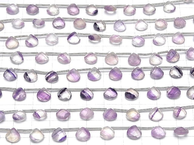 [Video] Purple Fluorite AA++ Chestnut Faceted Briolette 8x8mm 1strand (13pcs)