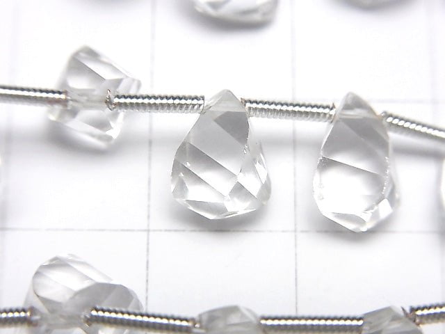 [Video] High Quality Crystal AAA Drop 4Faceted Twist Faceted Briolette 1strand beads (aprx.7inch / 18cm)