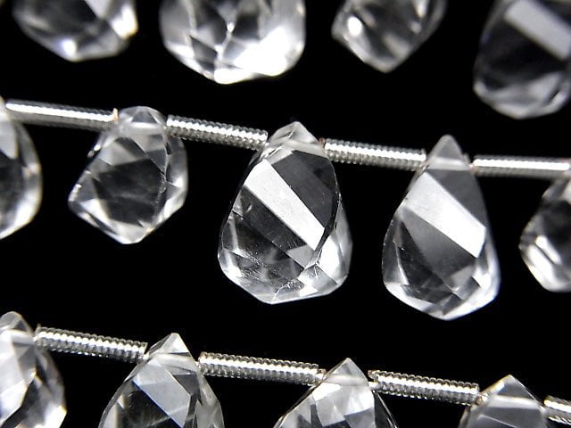 [Video] High Quality Crystal AAA Drop 4Faceted Twist Faceted Briolette 1strand beads (aprx.7inch / 18cm)