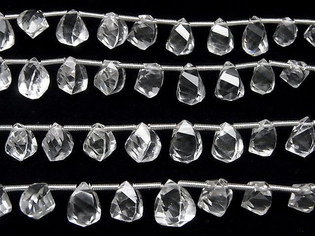 [Video] High Quality Crystal AAA Drop 4Faceted Twist Faceted Briolette 1strand beads (aprx.7inch / 18cm)