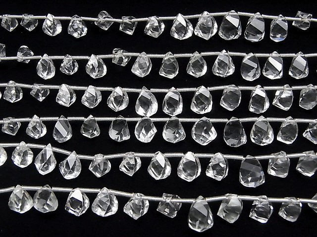 [Video] High Quality Crystal AAA Drop 4Faceted Twist Faceted Briolette 1strand beads (aprx.7inch / 18cm)