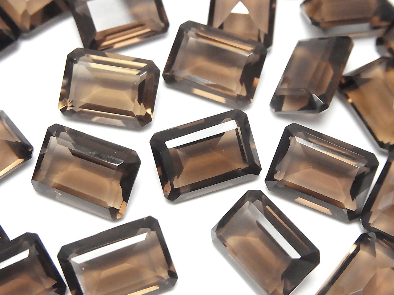 [影片]高品質茶晶 AAA 裸石 長方形刻面 14x10mm 2顆