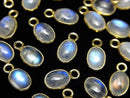 [Video]High Quality Rainbow Moonstone AAA Bezel Setting Oval 7x5mm 18KGP 5pcs