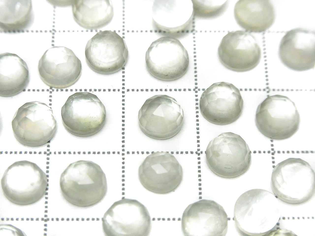 White Shell x Green Amethyst AAA Round Rose Cut 6x6mm