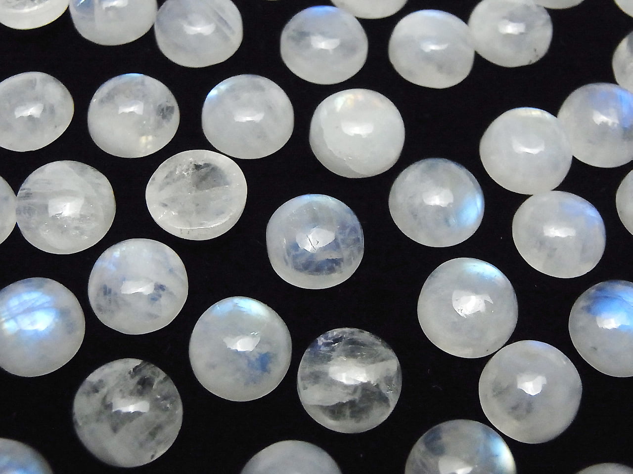[Video]Rainbow Moonstone AA++ Round Cabochon 10x10mm 3pcs